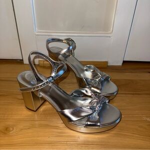 J. Crew Metallic Silver Heeled Sandals